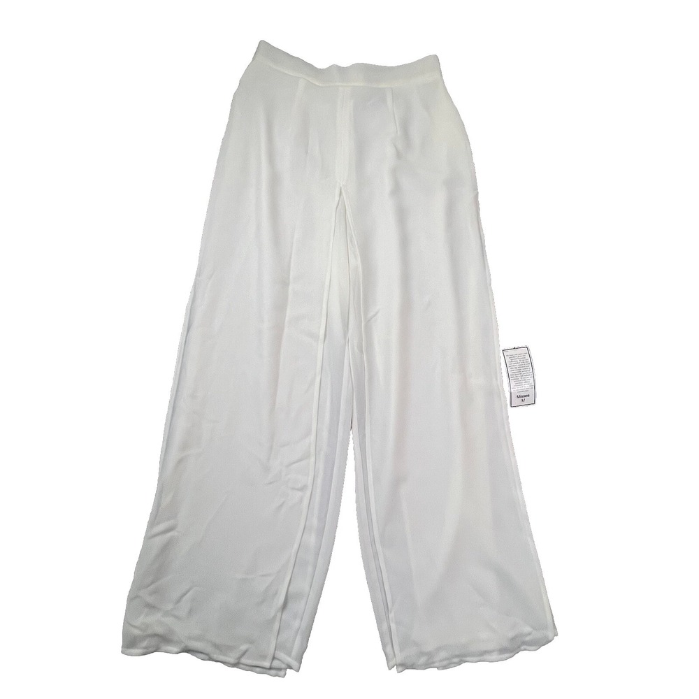 NWT Metaphor Ivory Layered Flowy Beach Cruise Dress Pants Med Wide Leg Comfort